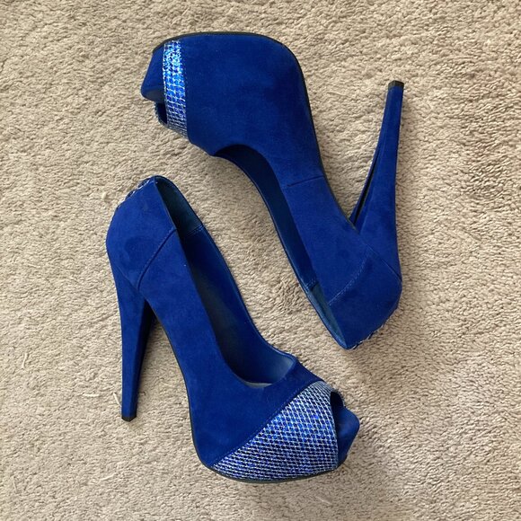 Charlotte Russe blue heels size 8 - Picture 1 of 5